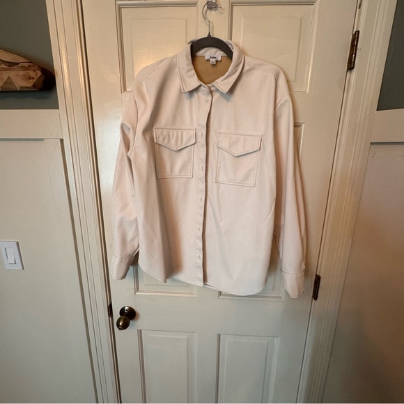 Tops - Faux Leather Shacket – Cream Beige – Size L
